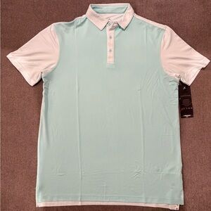 Head Golf Men's Polo Shirt Teal/White Performance Comfort Active‎ Medium NEW